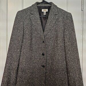 Talbots black and white wool jacket coat blazer size 12